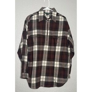 Lauren Ralph Lauren  1/4 Zip Flannel Shirt Women's Large Multicolor